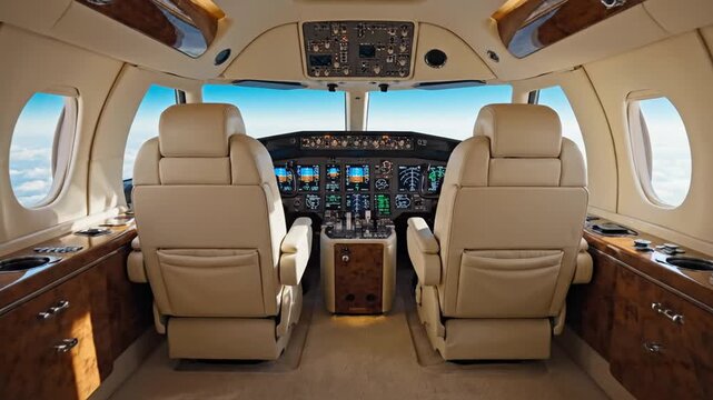Luxury Private Jet Interior Cabin Seating Arrangement.