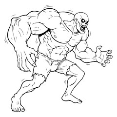 Fototapeta premium Dark Zombie Line Art – Zombie Vector Illustration with Minimal Undead Detailing – Zombie Drawing – Line Art Drawing of Zombie – Zombie Icon