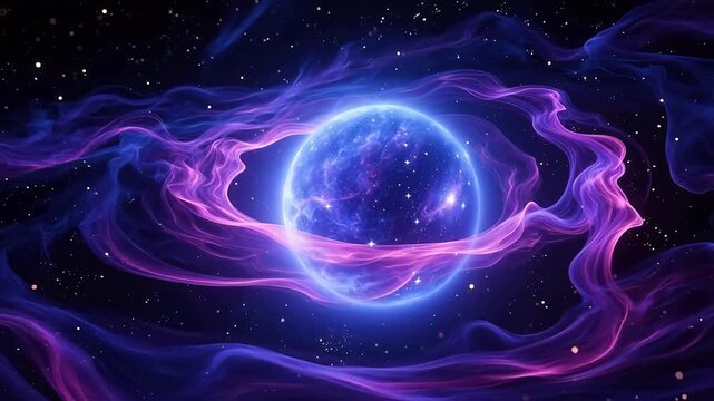 GlowingBluePlanetAmidstPurpleNebula