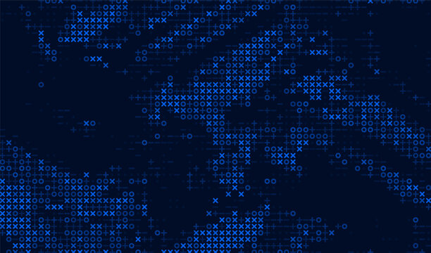 Abstract ascii big data ai background with computer code. Cyber technology random art for digital texture and pattern design for banner.