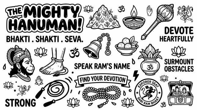 Hanuman Doodle Art: Devotion, Strength, and Spirituality