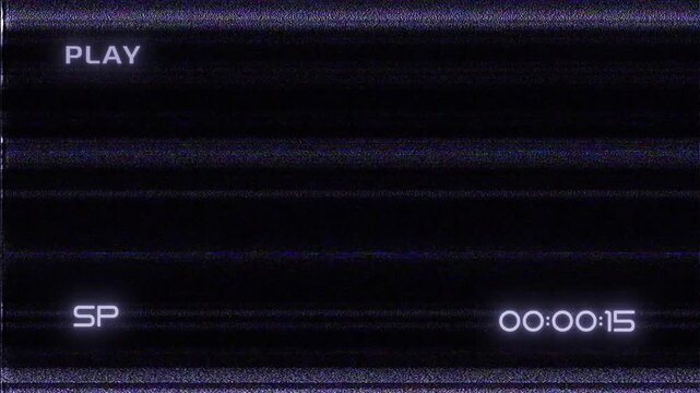 VHS video tape rewind screen on black background. REW VHS video tape, 4K Video Animation