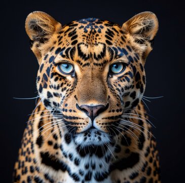 African leopard (Panthera pardus pardus) in close-up studio portrait