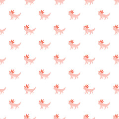 Fototapeta premium Cute pink axolotls forming a sweet seamless repeat pattern on a clear white base