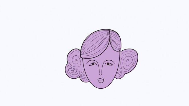 Abstract animation of changing vector faces. Seamless loop of diverse human portraits morphing for artificial intelligence, social identity, psychology, and modern digital art backgrounds.
