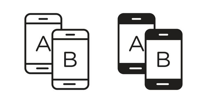 A B testing icon Line Design Vector Illustration. Solid Black icons