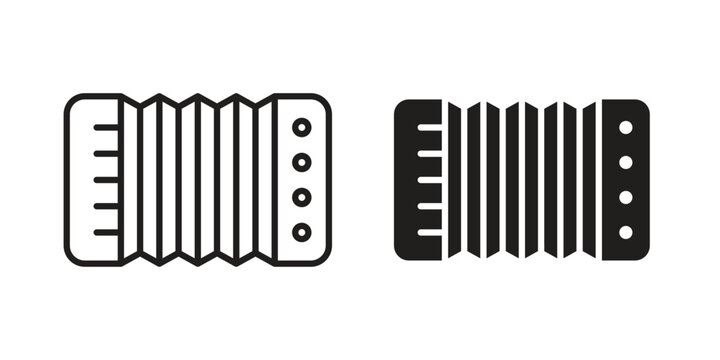 Bandoneon instruments icon Line Design Vector Illustration. Solid Black icons