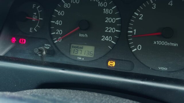 Emergency vehicle alert. Car warning signals activate suddenly. Dashboard lights indicate vehicle malfunction immediately