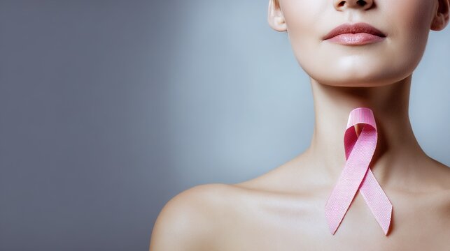 Medical illustration of Thyroid Cancer, a malignant tumor arising from thyroid tissue in the neck, with common types including papillary, follicular, medullary and anaplastic thyroid cancer. 