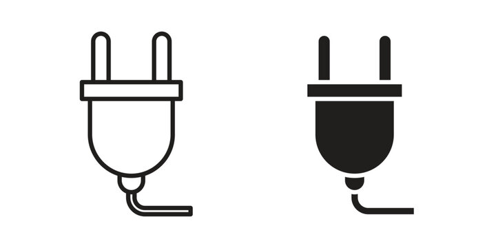 Electrical plug icon Line Design Vector Illustration. Solid Black icons