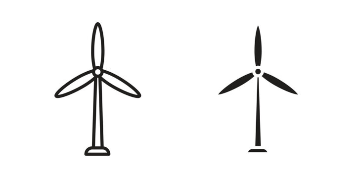 Eolic energy icon Line Design Vector Illustration. Solid Black icons