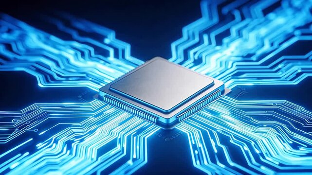 Microchip with glowing circuitry