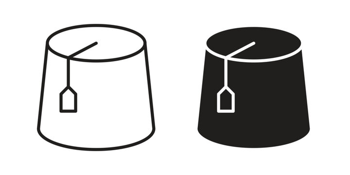 Fez hat icon Line Design Vector Illustration. Solid Black icons