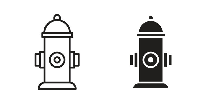 Fire hydrant icon Line Design Vector Illustration. Solid Black icons