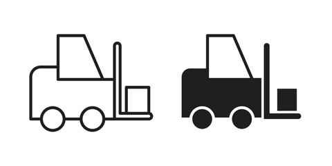 Forklift icon Line Design Vector Illustration. Solid Black icons © paul