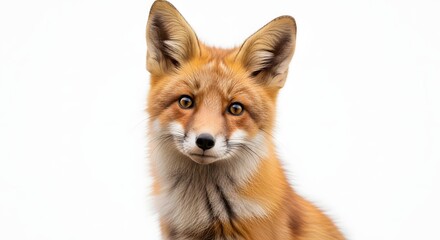 Fototapeta premium A close-up portrait of a red fox with a white background
