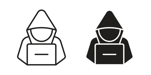 Hacker icon Line Design Vector Illustration. Solid Black icons © paul