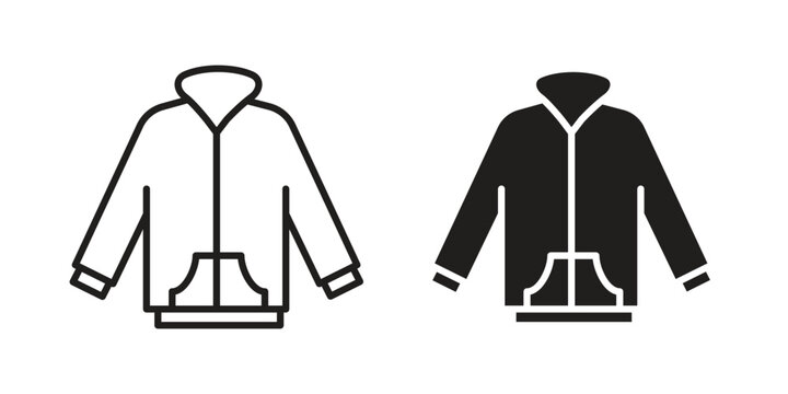 Hoodie jacket icon Line Design Vector Illustration. Solid Black icons