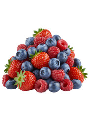 Obraz premium Mixed Berries Pile Isolated on White Background