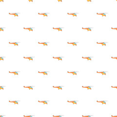Fototapeta premium Orange cartoon helicopters forming a repeating seamless pattern on a white background