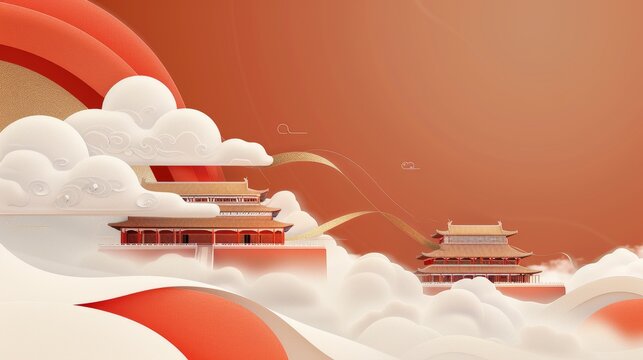 Background of Chinese style festival themed architecture