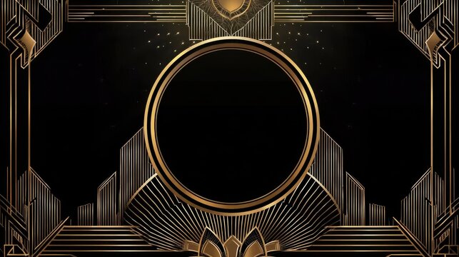 Vintage 1920s style texture background combining art deco geometry with luxurious black, gold, and silver tones, ideal for invitations, posters, or historical designs.