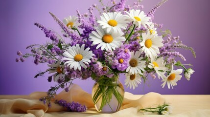 Obraz premium A photo of a charming bouquet with daisies