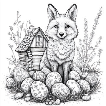easter eggs and fox