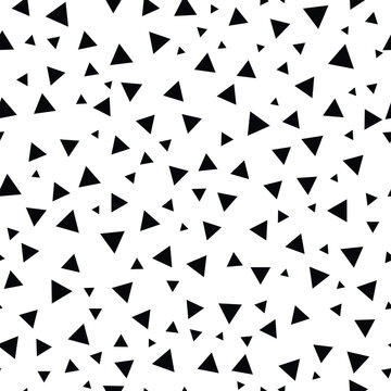 Scattered black triangles pattern on white background abstract geometric texture for graphic design and digital art minimalist vector illustration