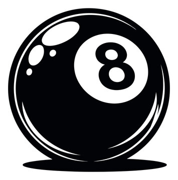 Graphic illustration of an 8-ball depicting the number eight for billiards and games