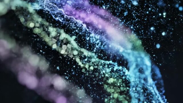 Glowing Dna Double Helix Rendered In Vibrant Colors With Particle Details And Reflective Surface, Slow Rotation, Abstract Genomic Visualization For Biotech, Genetics Education And Futuristic