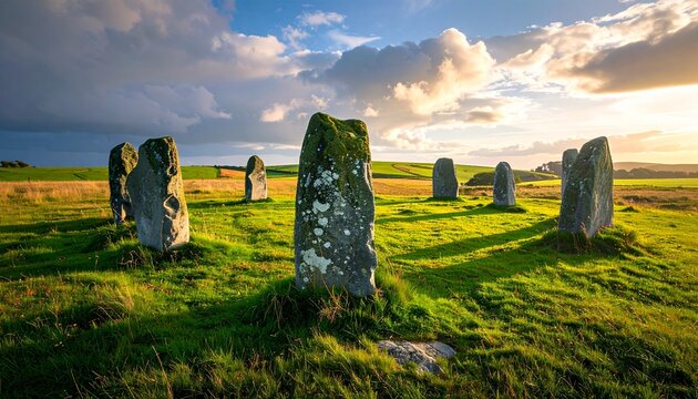 Avebury Stone Circle - Ancient Monument Under Dramatic Sky.