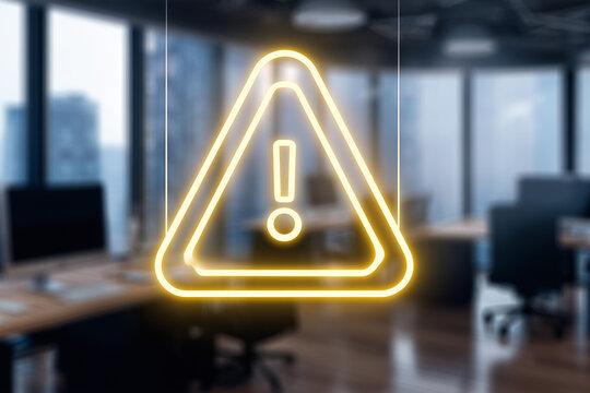 Imagem conceitual de alerta digital simboliza risco tecnol&oacute;gico, seguran&ccedil;a da informa&ccedil;&atilde;o, prote&ccedil;&atilde;o de dados e monitoramento corporativo