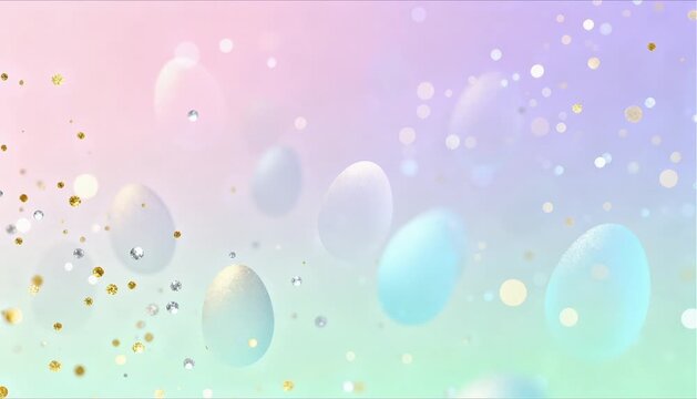 abstract 3d animation of pastel particles forming floating easter egg shapes for soft spring holiday background concept