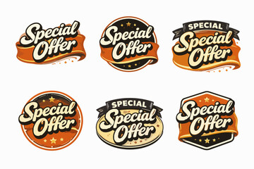 Naklejka premium Special offer badges and labels collection featuring retro vintage design elements