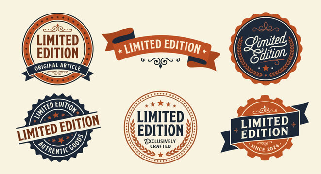 Vintage limited edition labels and badges set for exclusive product branding