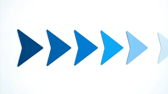 Three blue arrows pointing right on white background