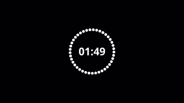 120 to 0 seconds, 2 minute countdown timer with alpha channel , Two minutes circle countdown video