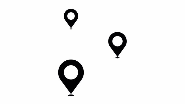 Three Point GPS Map Pin Navigation with Animated Connecting Route Line 4k video animation seamless loop