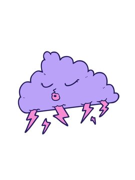 attention grabbing animation of cartoon doodle of a thundercloud