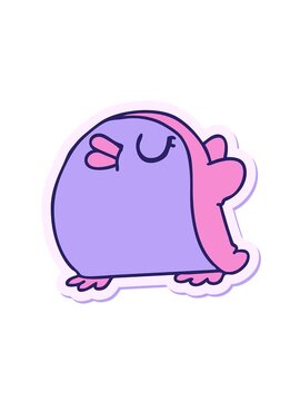 spinning motion animation of freehand drawn sticker cartoon cute kawaii red robin