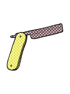 neon light effect animation of cartoon doodle cut throat razor