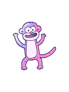 popping motion animation of vector gradient illustration cartoon monkey
