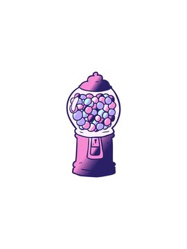 flashy sales animation of cartoon gumball machine