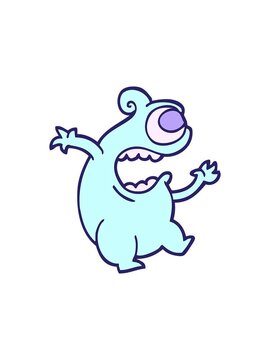 splitting effect animation of hand drawn doodle style cartoon green alien