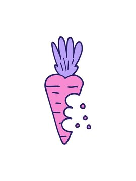 vibrating motion animation of cartoon doodle carrot with bite marks