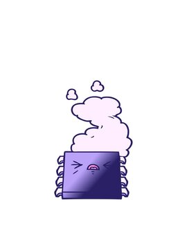bobbing motion animation of cartoon overheating computer chip