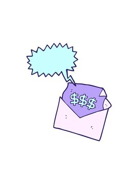splitting motion animation of freehand drawn speech bubble cartoon bill letter