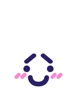 rise and float animation of a happy blushing face icon