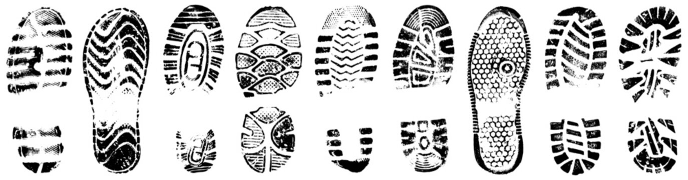Shoeprints set. Collection of sole prints. Vector illustration